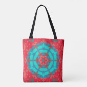 Retro Mandala Blume Rot und Blau Tasche (Rückseite)