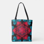 Retro Mandala Blume Rot und Blau Tasche (Rückseite)