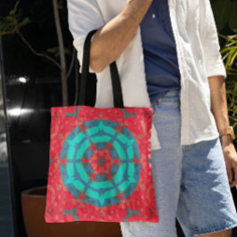 Retro Mandala Blume Rot und Blau Tasche