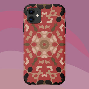 Retro Mandala Blume Rot und Braun Case-Mate iPhone Hülle