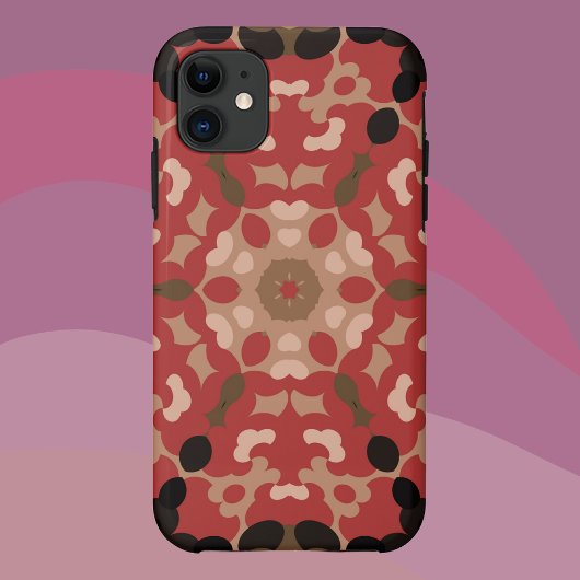 Retro Mandala Blume Rot und Braun Case-Mate iPhone Hülle