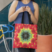 Retro Mandala Blume Rot und Gelb Tasche