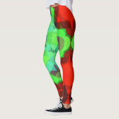 Retro Mandala Blume rot und grün Leggings (Links)