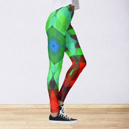 Retro Mandala Blume rot und grün Leggings