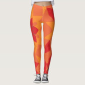 Retro Mandala Blume Rot und Orange Leggings (Vorderseite)