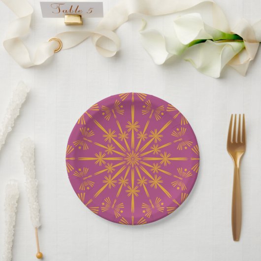 Retro Mandala Boysenberry 7" Teller (Hochzeit)