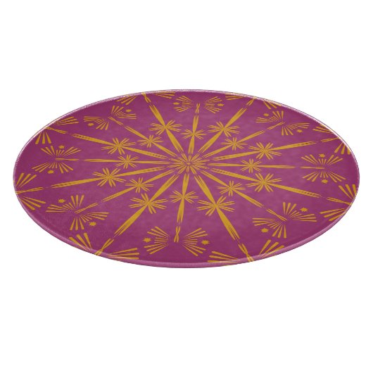 Retro Mandala Boysenberry Glass Cutting Board Schneidebrett (Ecke)