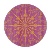 Retro Mandala Boysenberry Glass Cutting Board Schneidebrett (Vorderseite)