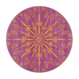 Retro Mandala Boysenberry Glass Cutting Board Schneidebrett