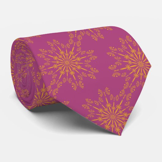 Retro Mandala Boysenberry Neck Tie Krawatte (Gerollt)