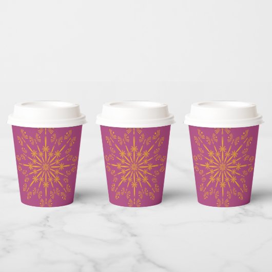 Retro Mandala Boysenberry Paper Cups Pappbecher (Multi)
