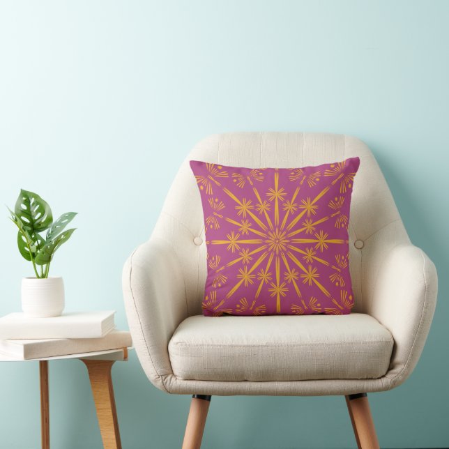 Retro Mandala Boysenberry Throw Pillow Kissen (Stuhl )