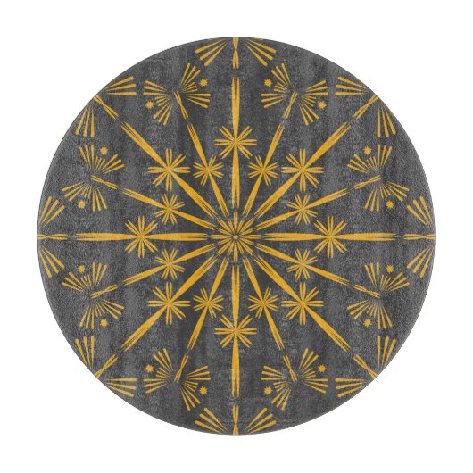 Retro Mandala Dusk Glass Cutting Board Schneidebrett (Vorderseite)