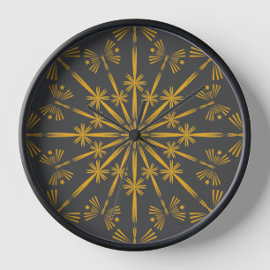 Retro Mandala Dusk Wood Gerahmte Uhr