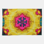 Retro Mandala Gelb Blau und Rosa Geschirrtuch (Horizontal)