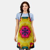 Retro Mandala Gelb Blau und Rosa Schürze (Getragen)