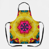 Retro Mandala Gelb Blau und Rosa Schürze (Vorderseite)