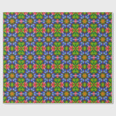 Retro Mandala Green Blue und Pink Geschenkpapier (Flach)