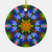 Retro Mandala Green Blue und Pink Keramik Ornament (Vorne)