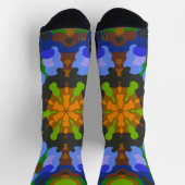 Retro Mandala Green Blue und Pink Socken (Oben)