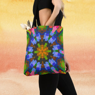 Retro Mandala Green Blue und Pink Tasche
