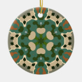 Retro Mandala Green Brown und Orange Keramik Ornament (Vorne)