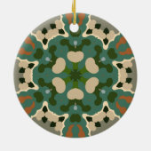 Retro Mandala Green Brown und Orange Keramik Ornament (Hinten)