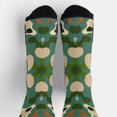 Retro Mandala Green Brown und Orange Socken (Oben)