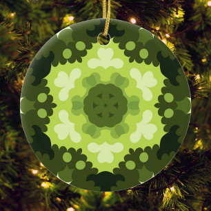 Retro Mandala Green Keramik Ornament