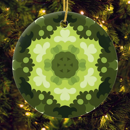 Retro Mandala Green Keramik Ornament