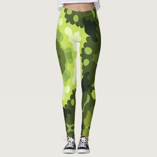 Retro Mandala Green Leggings (Vorderseite)