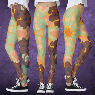 Retro Mandala Green Orange und Gelb Leggings