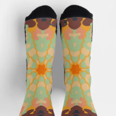 Retro Mandala Green Orange und Gelb Socken (Oben)