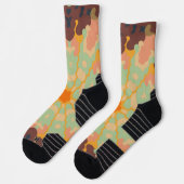 Retro Mandala Green Orange und Gelb Socken (Links)