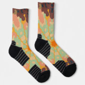 Retro Mandala Green Orange und Gelb Socken (Rechts)