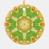 Retro Mandala Green und Orange Keramik Ornament (Hinten)