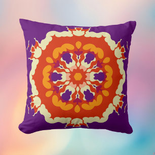 Retro Mandala Lila Red und Orange Kissen