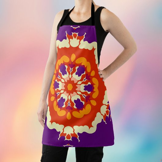 Retro Mandala Lila Red und Orange Schürze