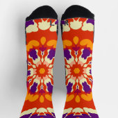 Retro Mandala Lila Red und Orange Socken (Oben)
