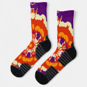 Retro Mandala Lila Red und Orange Socken (Links)