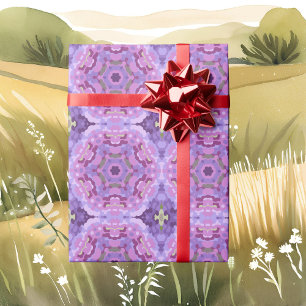 Retro Mandala Lila rosa und blau Geschenkpapier