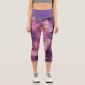 Retro Mandala Lila Rosa und Orange Capri Leggings (Vorderseite)