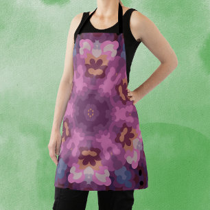 Retro Mandala Lila Rosa und Orange Schürze