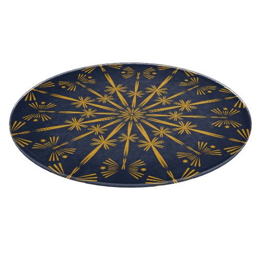 Retro Mandala Midnight Glass Cutting Board Schneidebrett (Ecke)