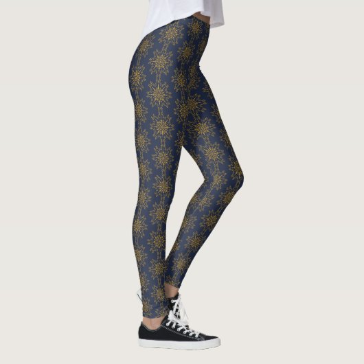 Retro Mandala Mitternacht Leggings (Rechts)