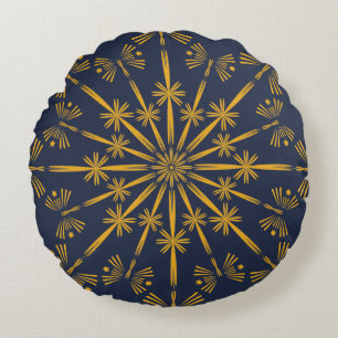 Retro Mandala Mitternacht Rundkissen Rundes Kissen