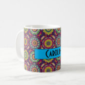 Retro Mandala Muster Personalisiert Kaffeetasse (Vorderseite Links)