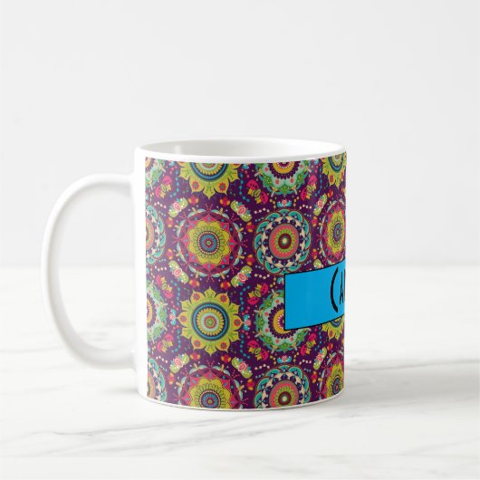 Retro Mandala Muster Personalisiert Kaffeetasse (Links)
