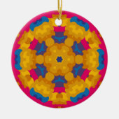 Retro Mandala Orange Blue und Pink Keramik Ornament (Vorne)