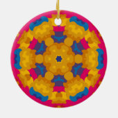 Retro Mandala Orange Blue und Pink Keramik Ornament (Hinten)